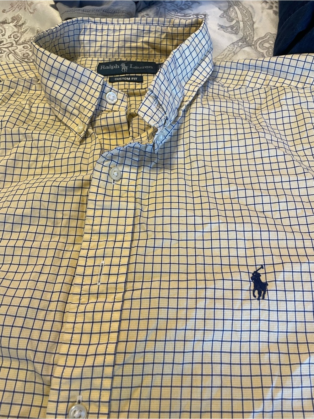 Ralph Lauren Yellow and Blue Grid Cotton Button-Down Shirt